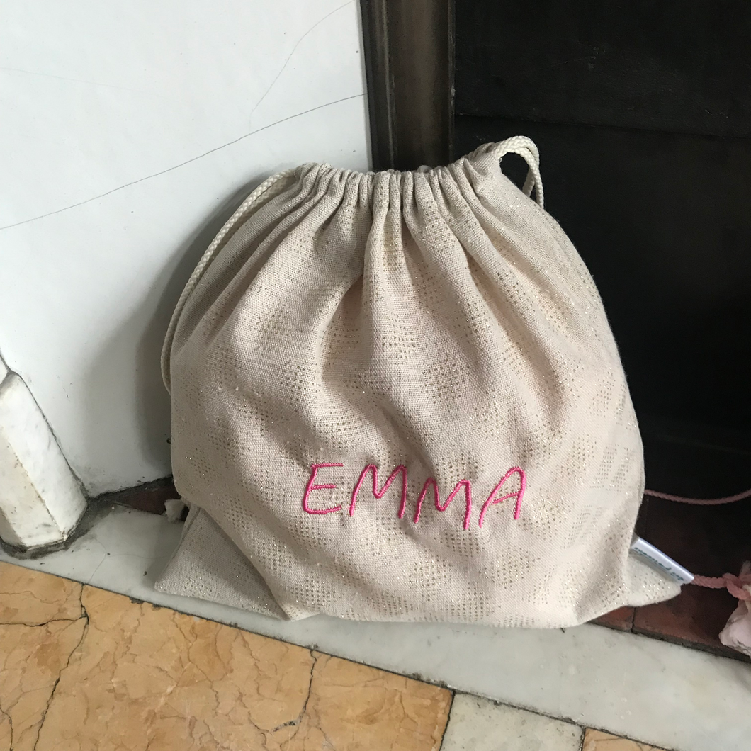 Pochon Emma coton pailleté écru